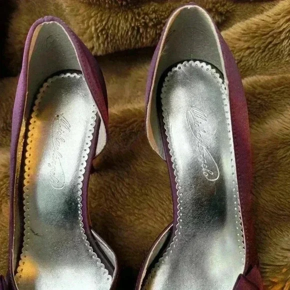 Michaelangelo Maribelle Women Size 9M Purple Satin Peep Toe 4" Heel Shoes SH05 - Picture 2 of 11